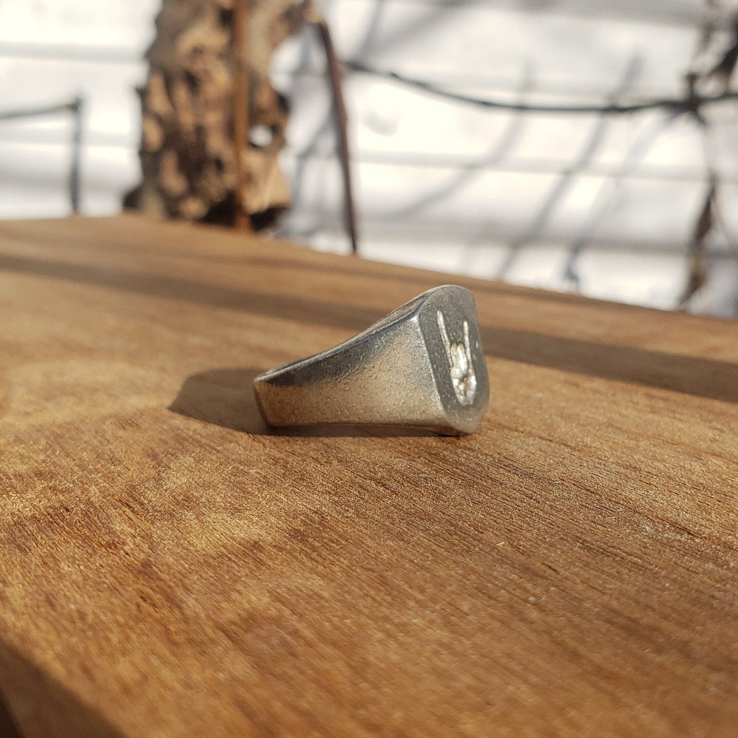 Hand horn wax seal signet ring