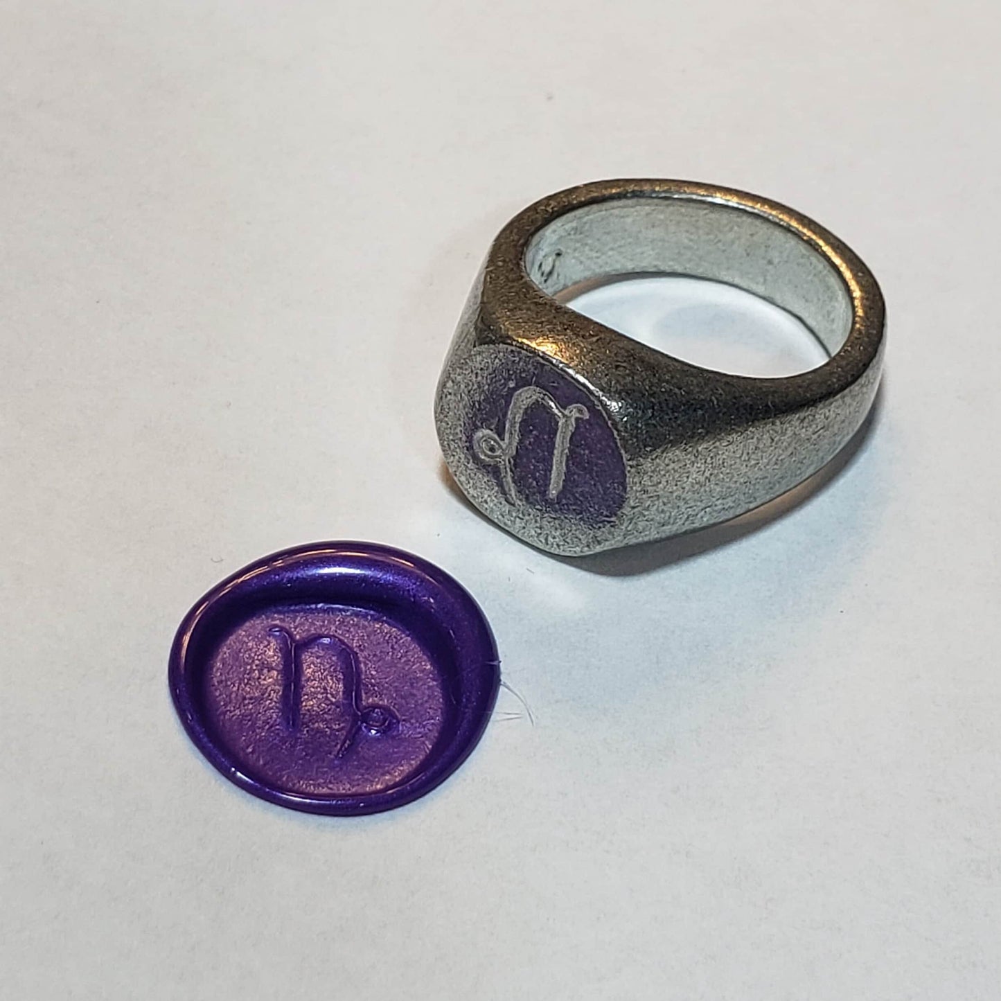 Capricorn sign wax seal signet ring