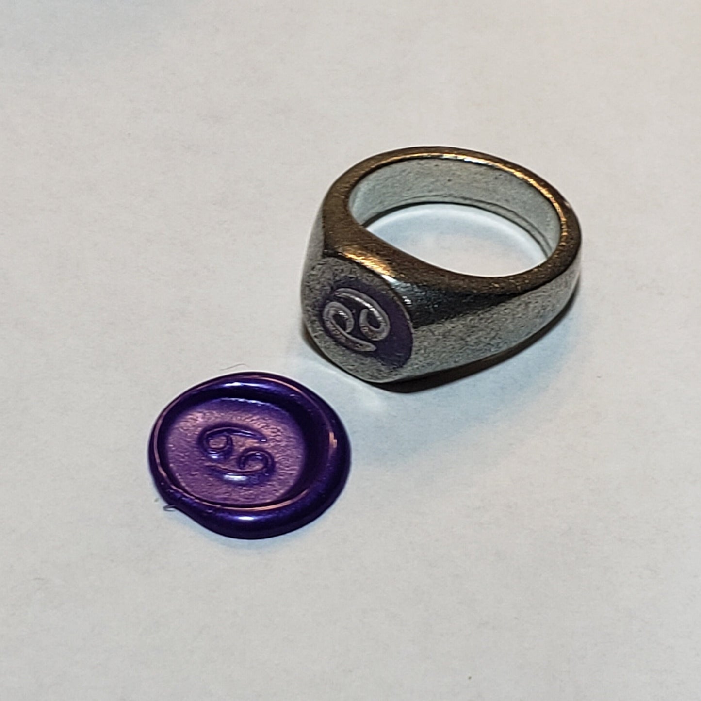 Cancer sign wax seal signet ring