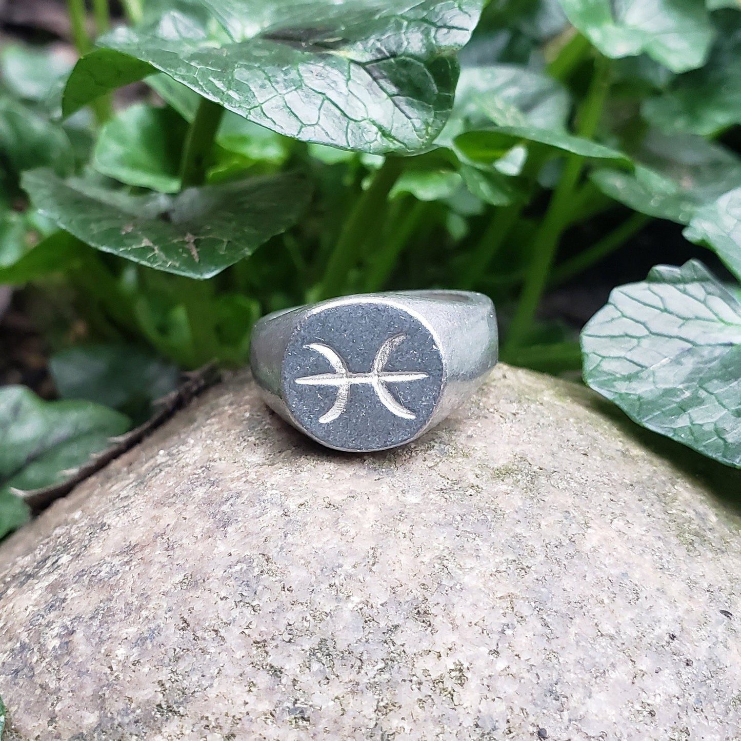 Pisces sign wax seal signet ring