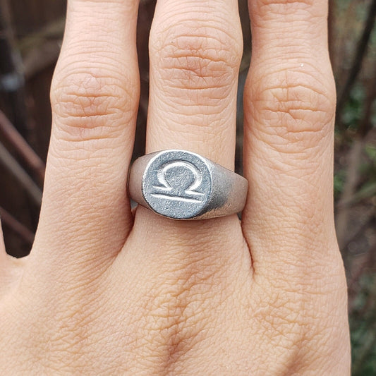 Libra sign wax seal signet ring