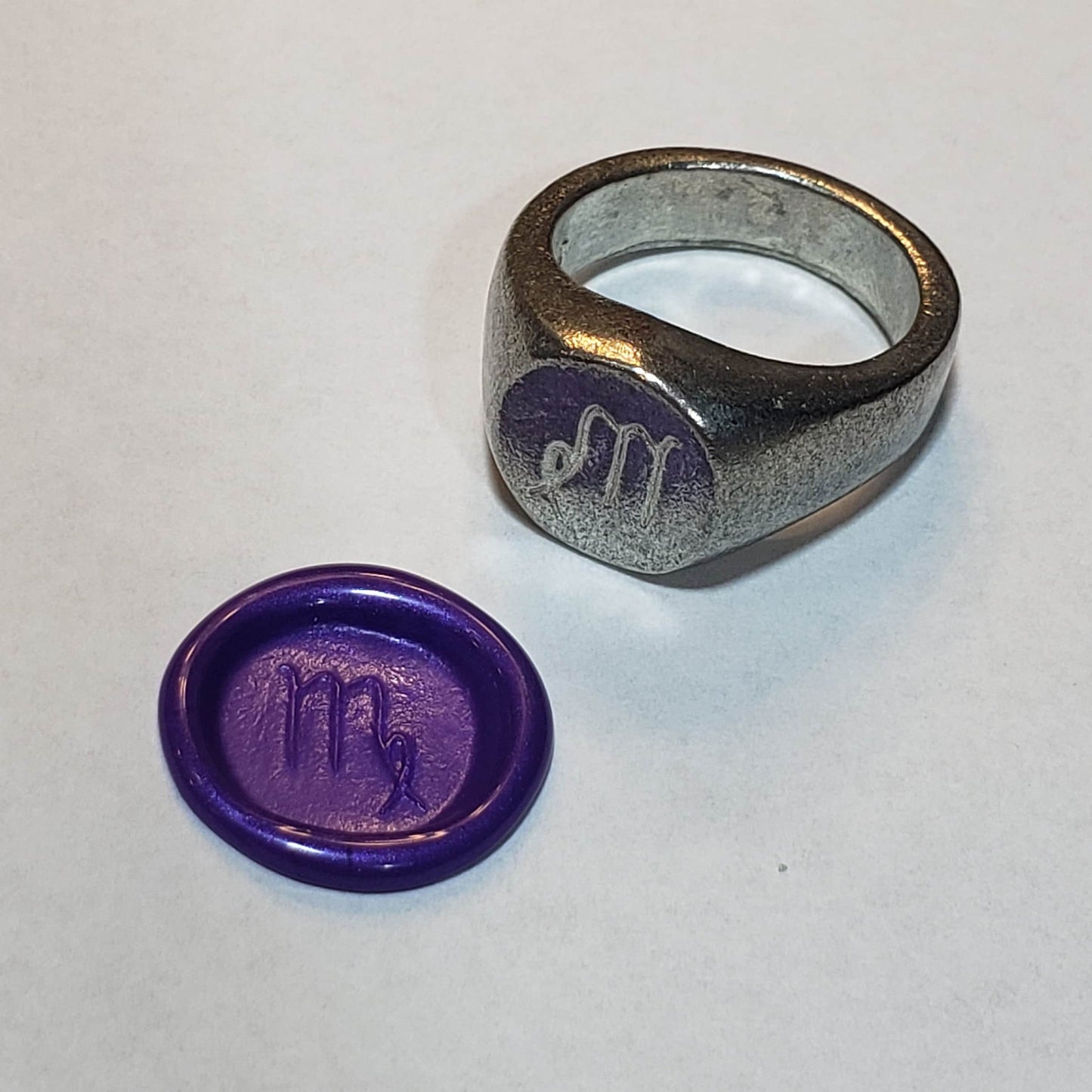 Virgo sign wax seal signet ring