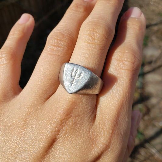 Neptune sign wax seal signet ring