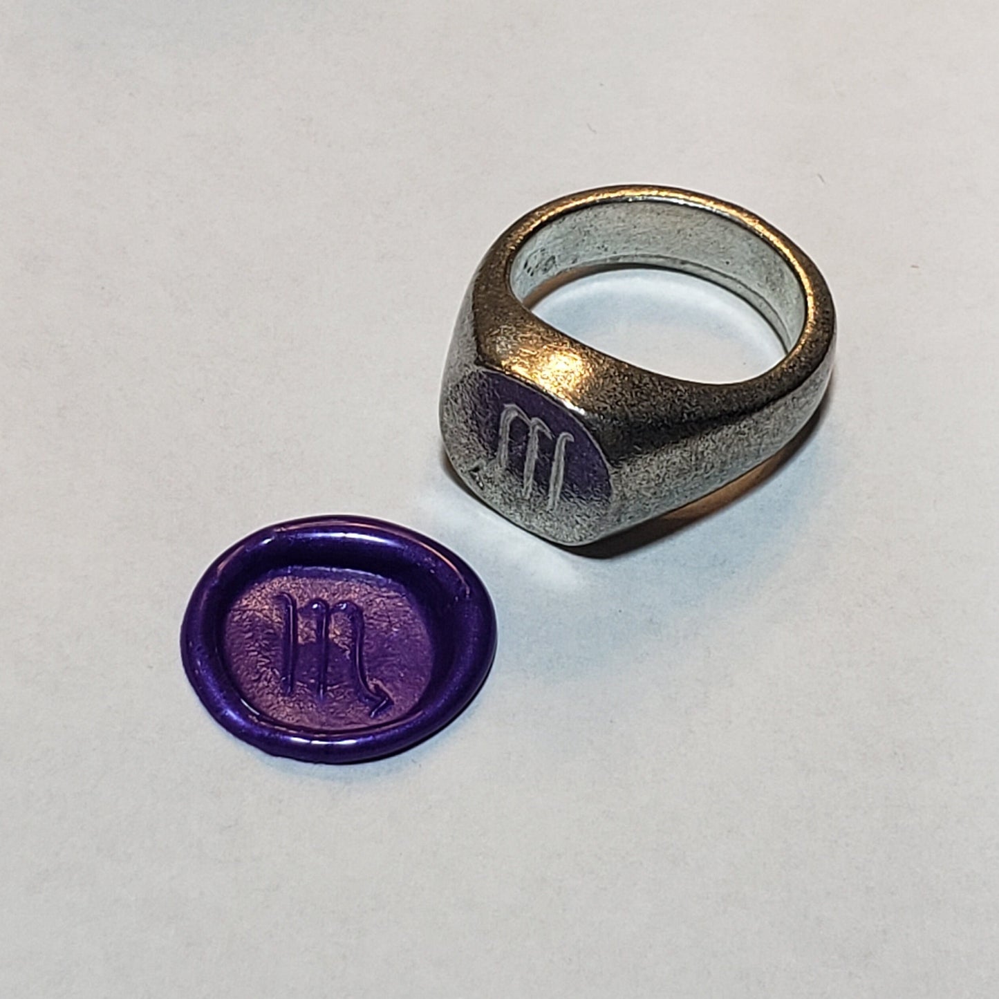 Scorpio sign wax seal signet ring