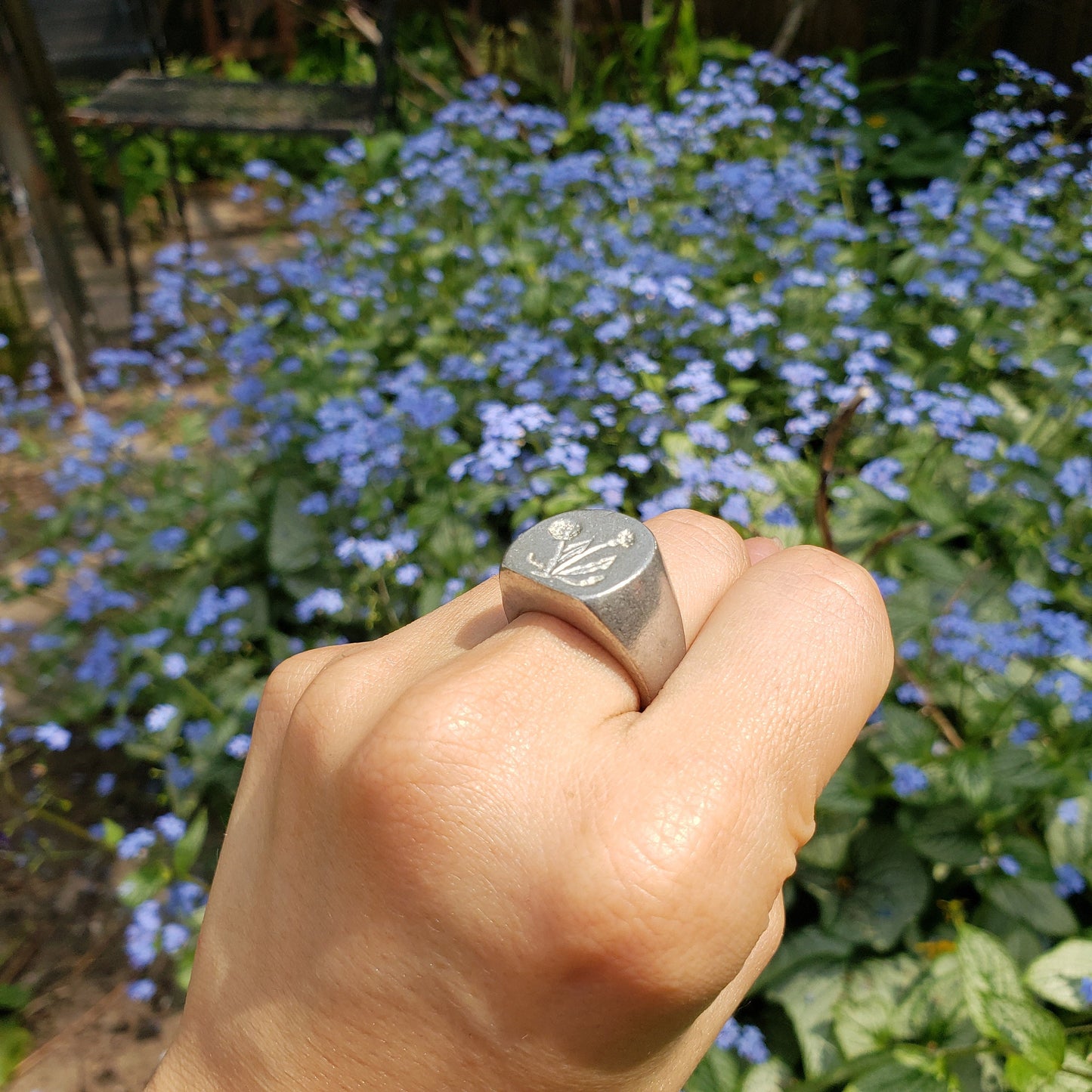 Dandelion wax seal signet ring