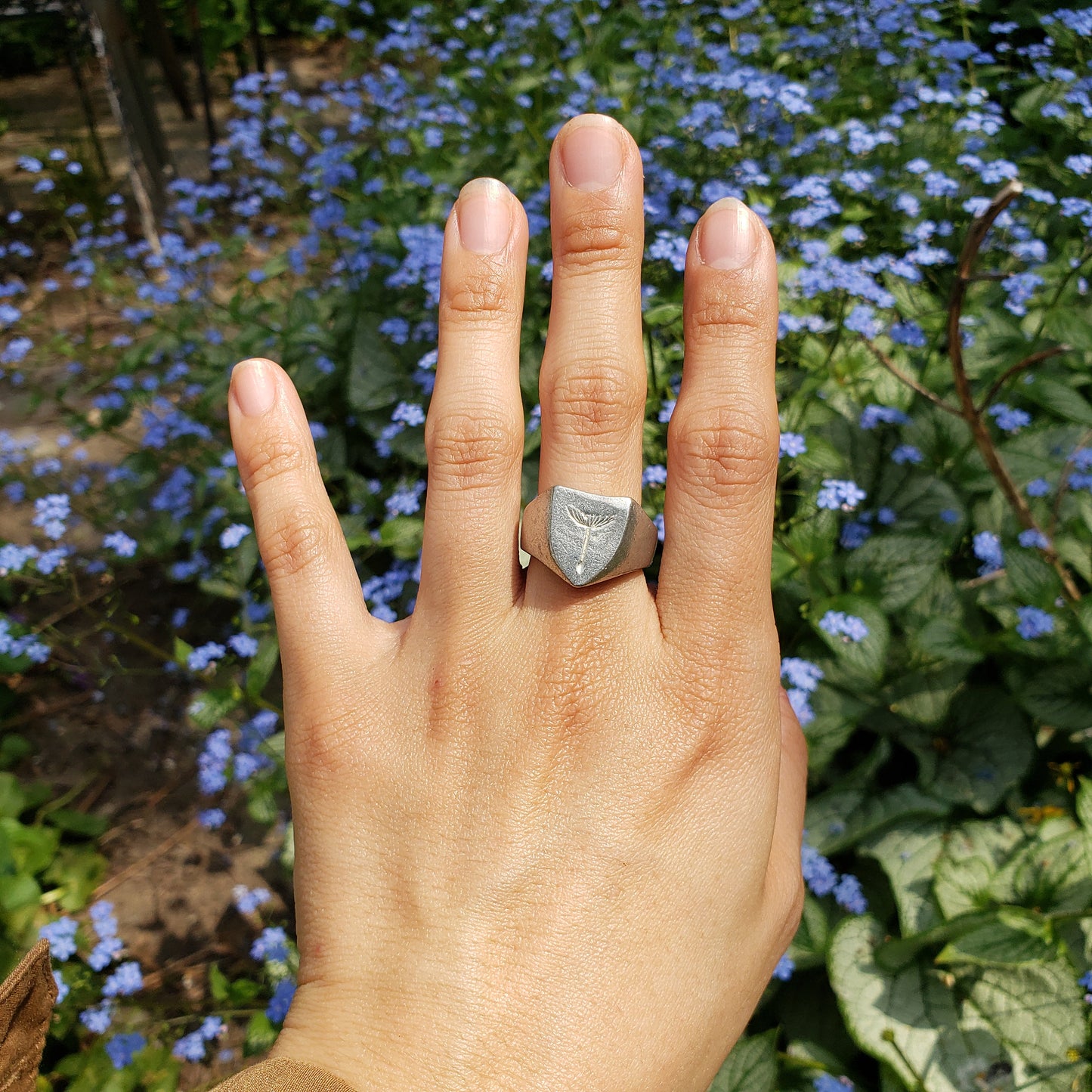 Dandelion seed wax seal signet ring