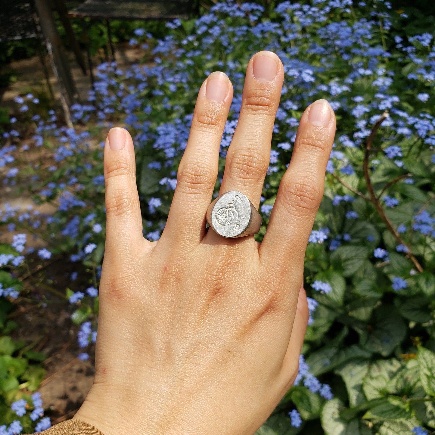 Penny farthing wax seal signet ring