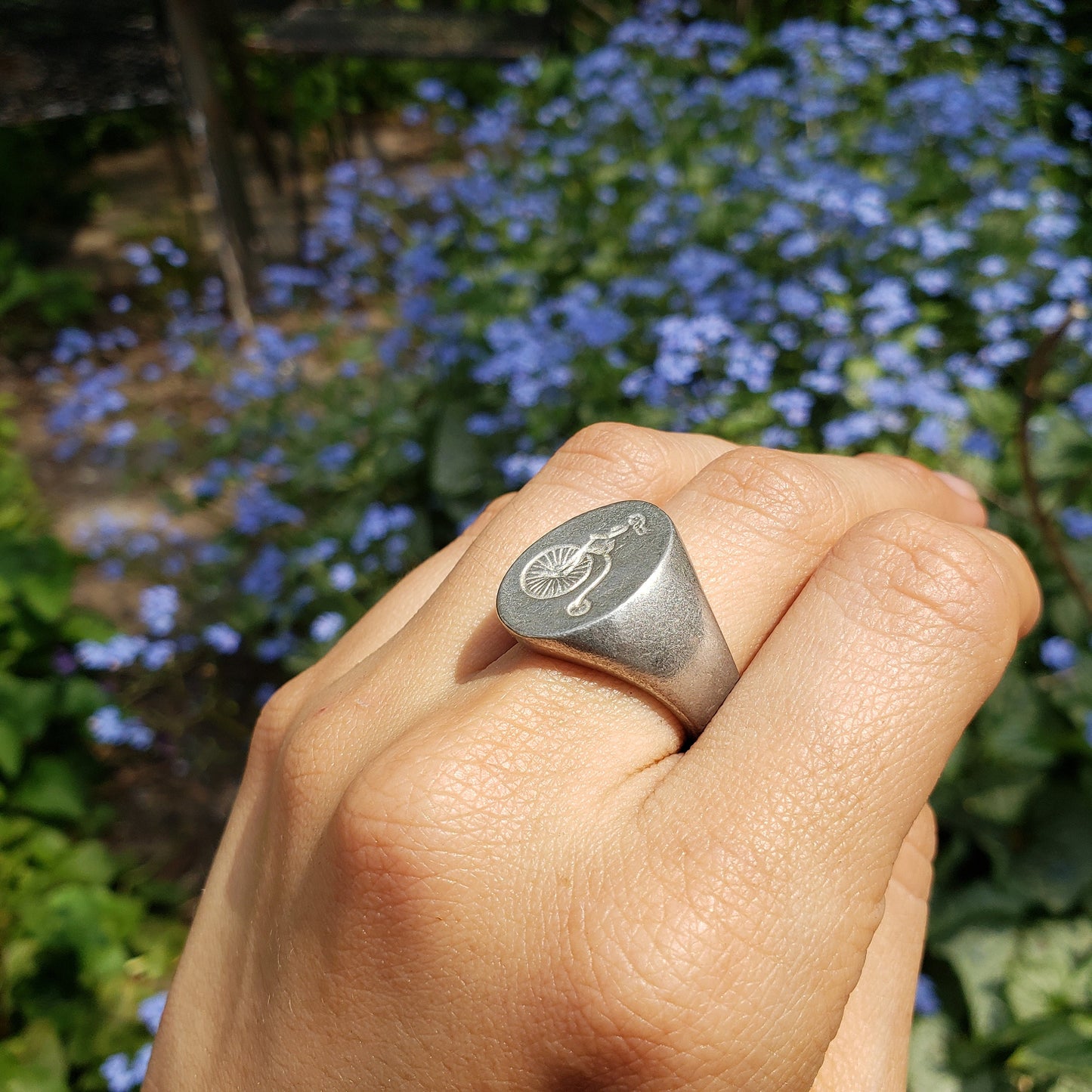 Penny farthing wax seal signet ring