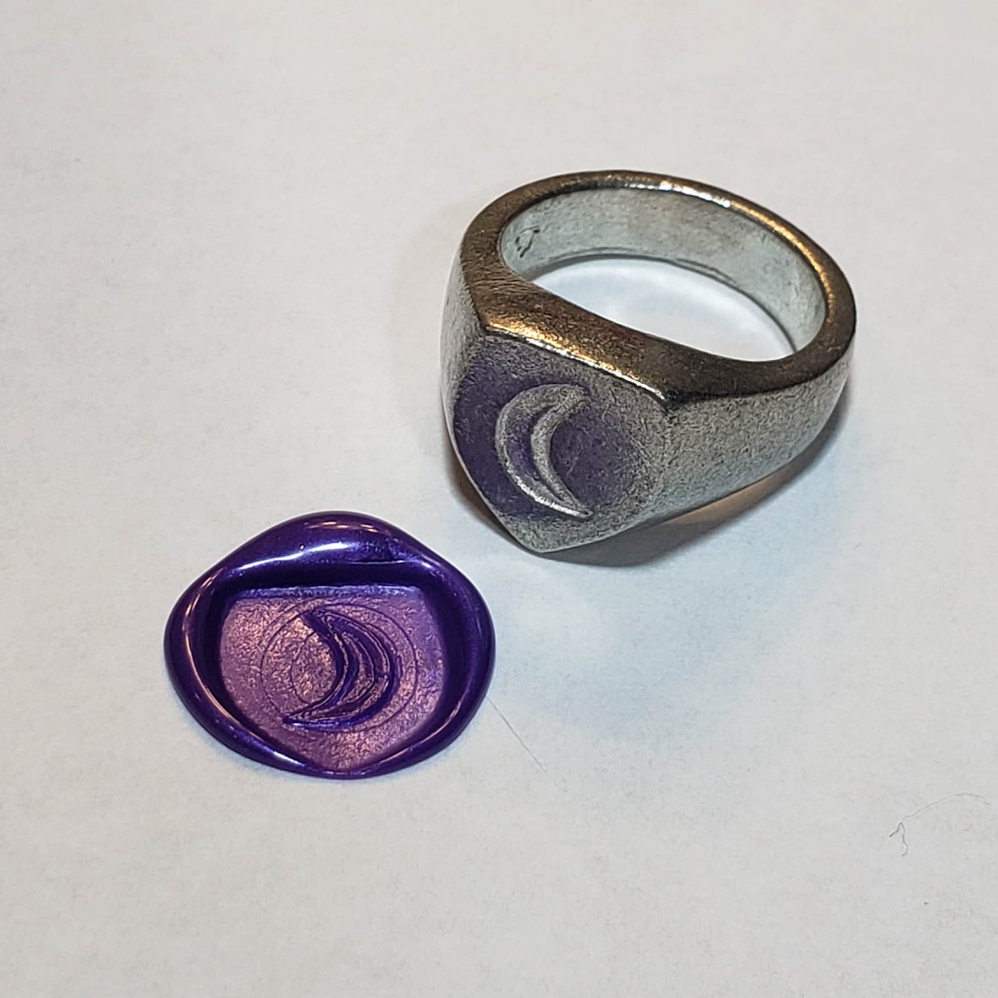 Moon sign wax seal signet ring