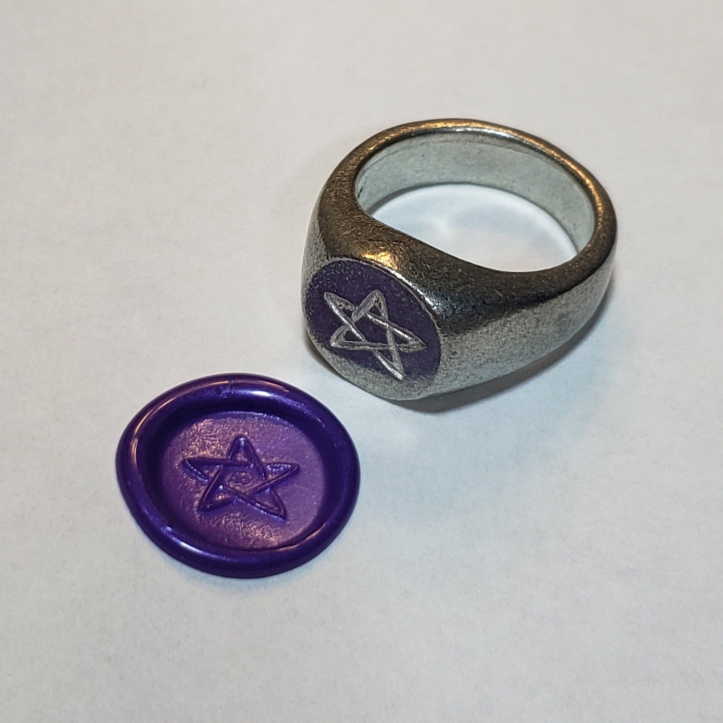 Pentagram wax seal signet ring