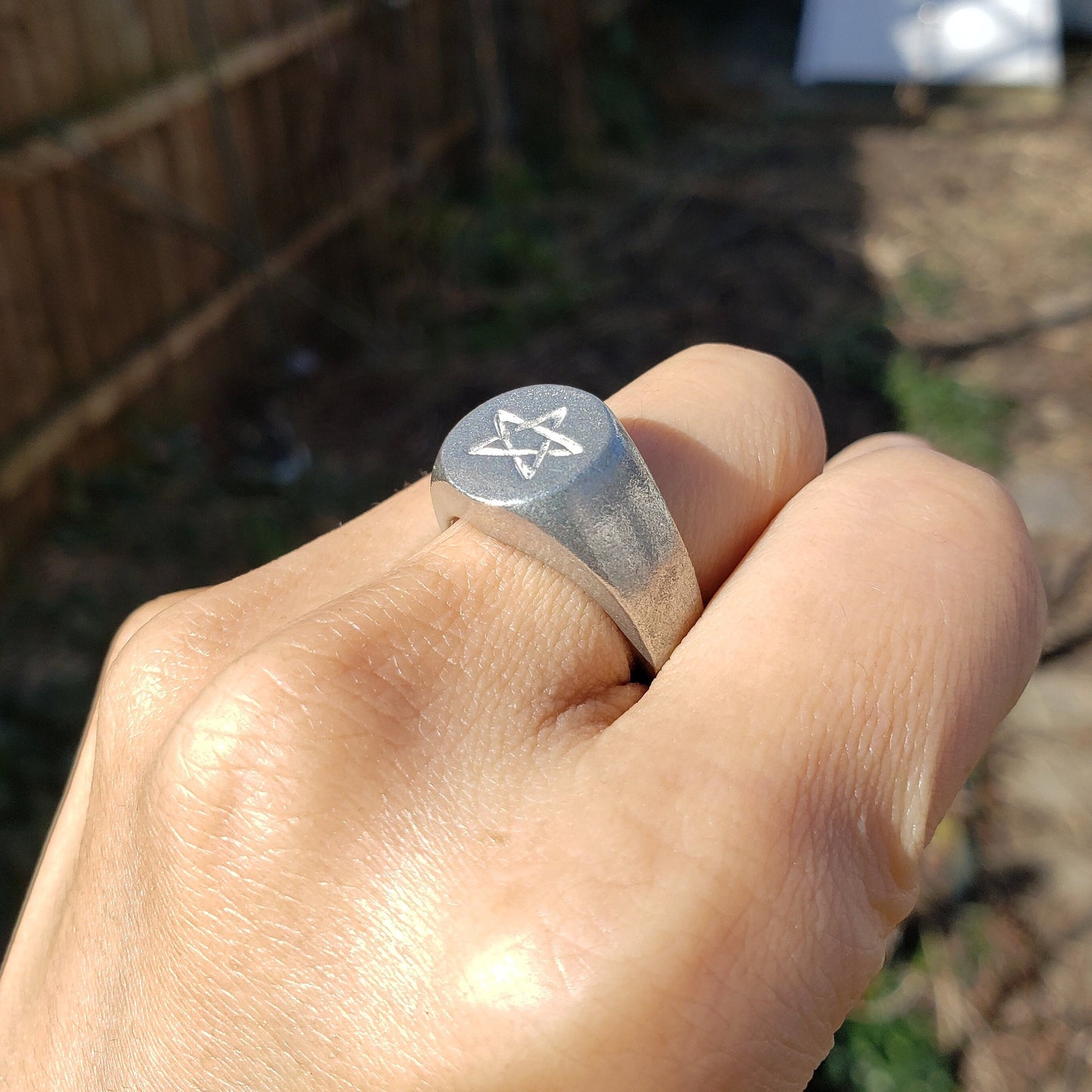 Pentagram wax seal signet ring