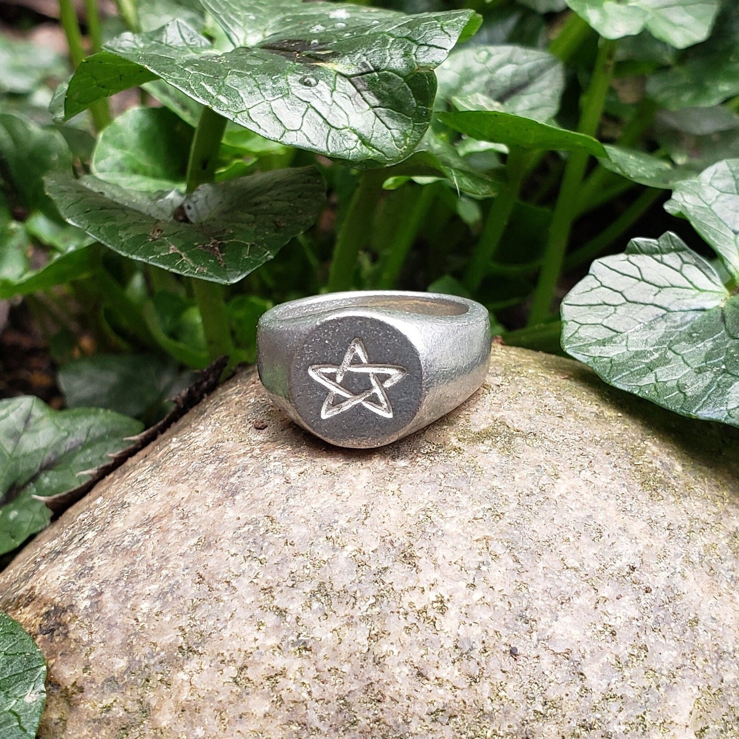 Pentagram wax seal signet ring