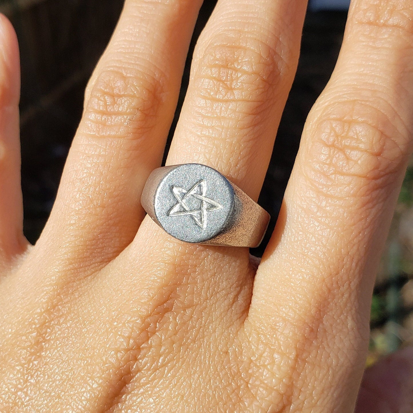 Pentagram wax seal signet ring