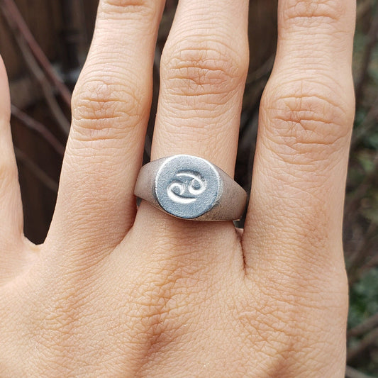 Cancer sign wax seal signet ring