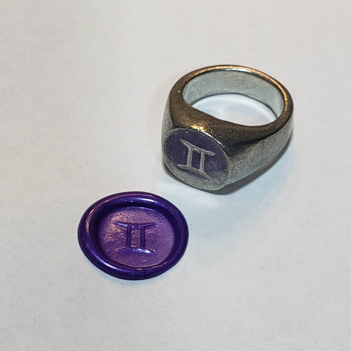 Gemini sign wax seal signet ring