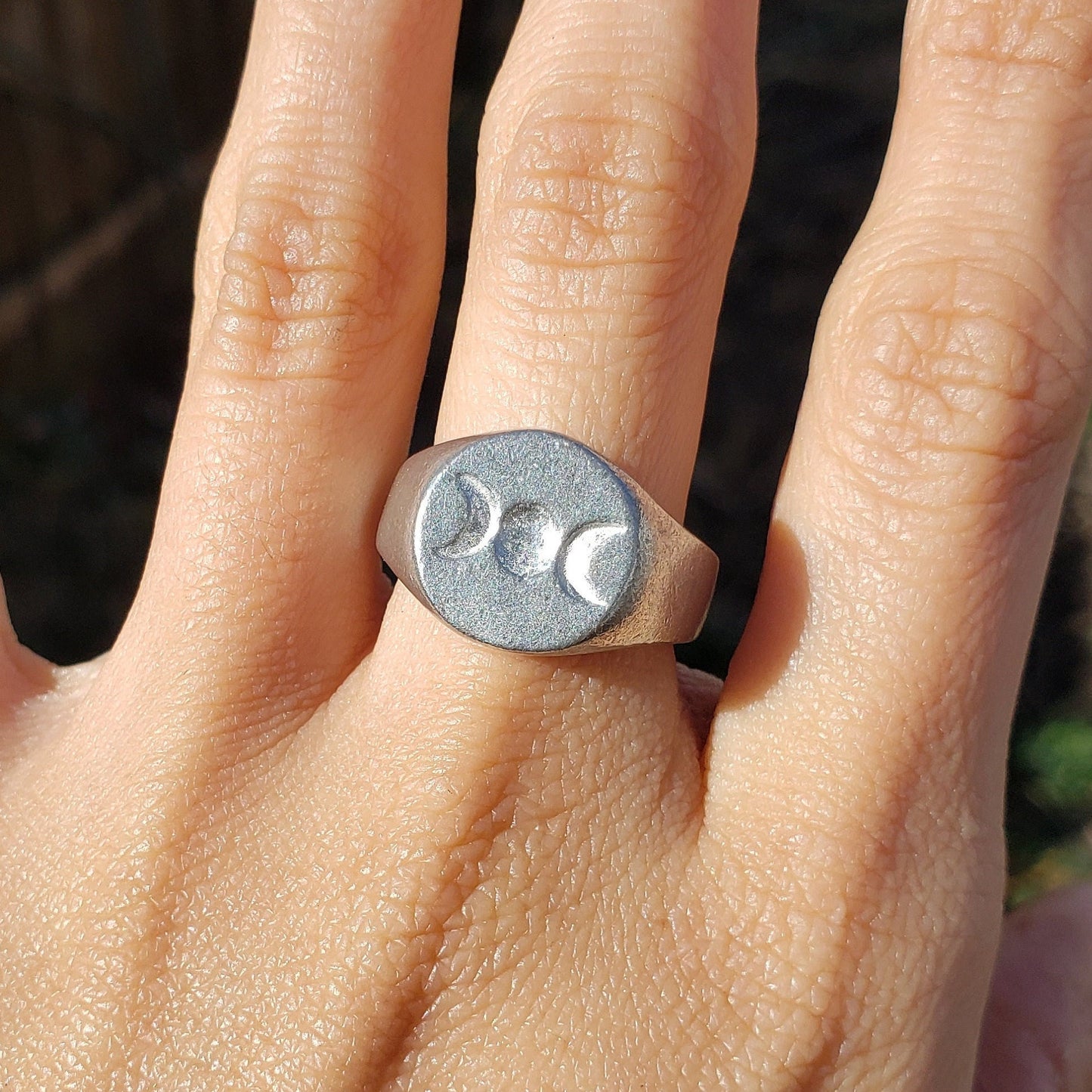 Triple moon wax seal signet ring