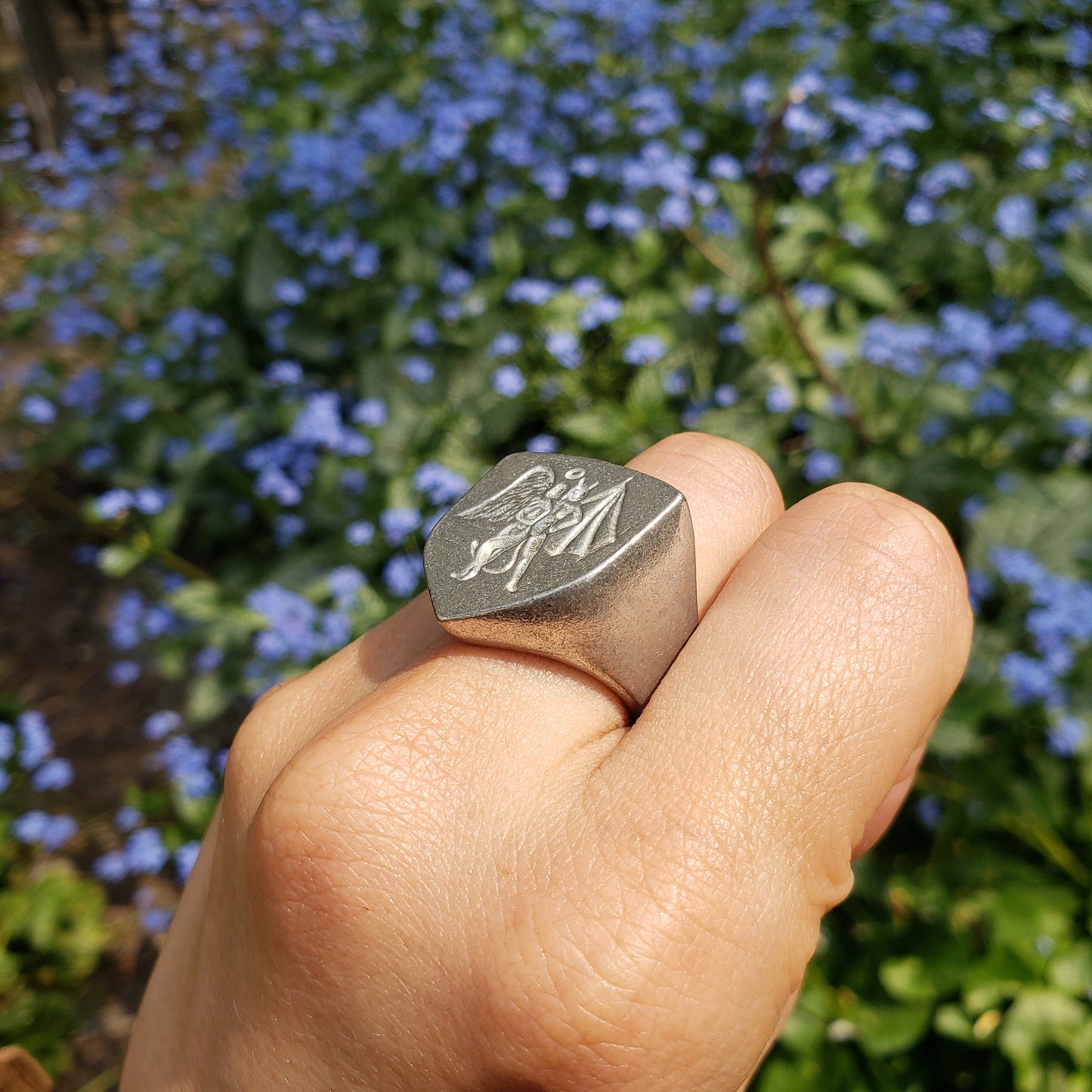 Angel devil friend wax seal signet ring