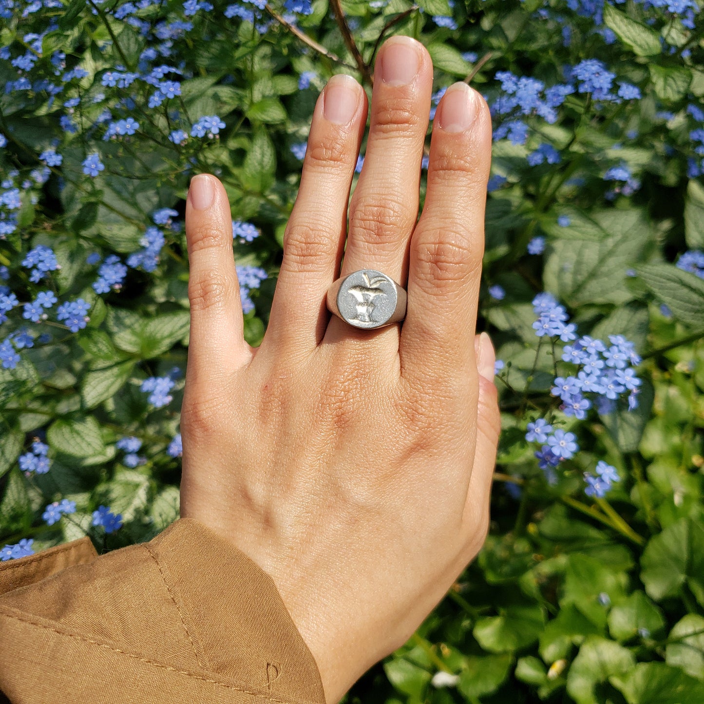 Apple core wax seal signet ring