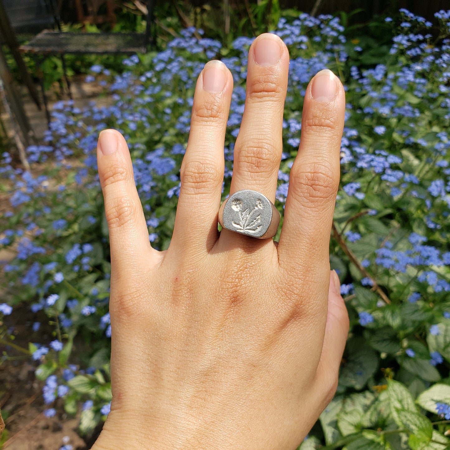 Dandelion wax seal signet ring