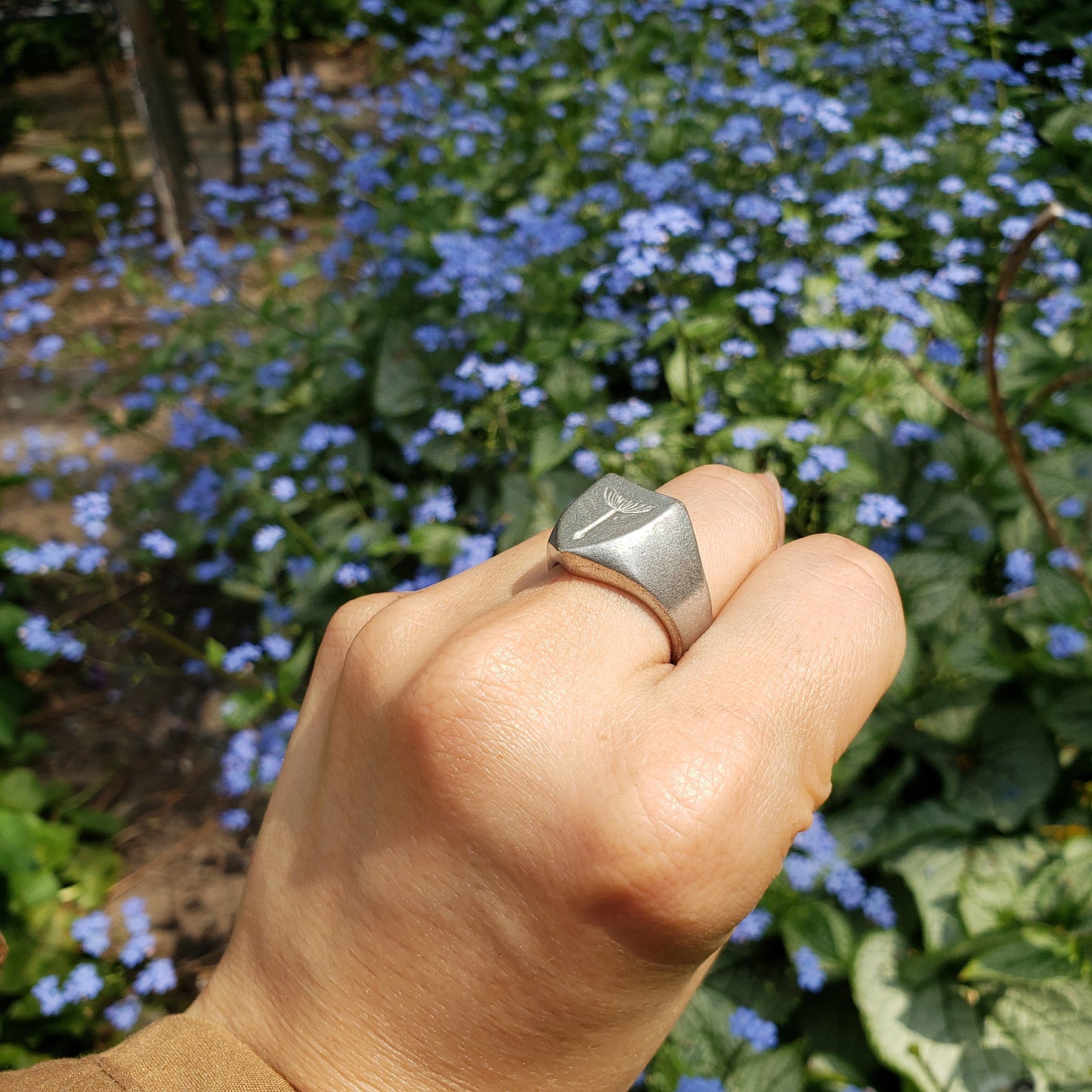 Dandelion seed wax seal signet ring