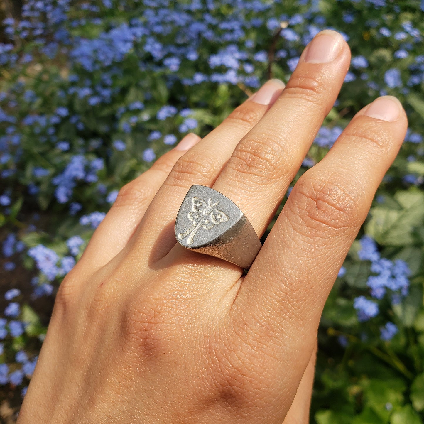 Luna moth wax seal signet ring