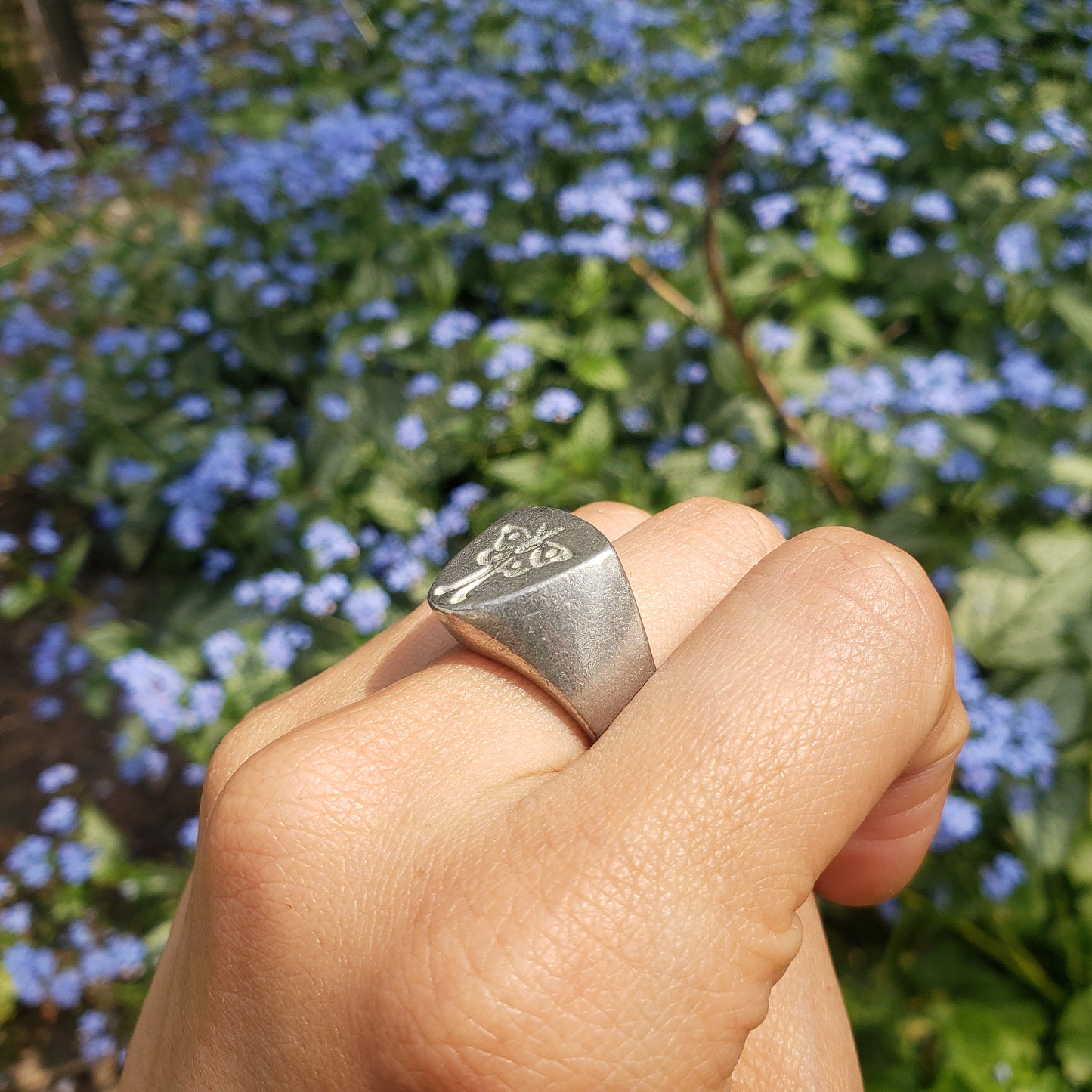 Luna moth wax seal signet ring