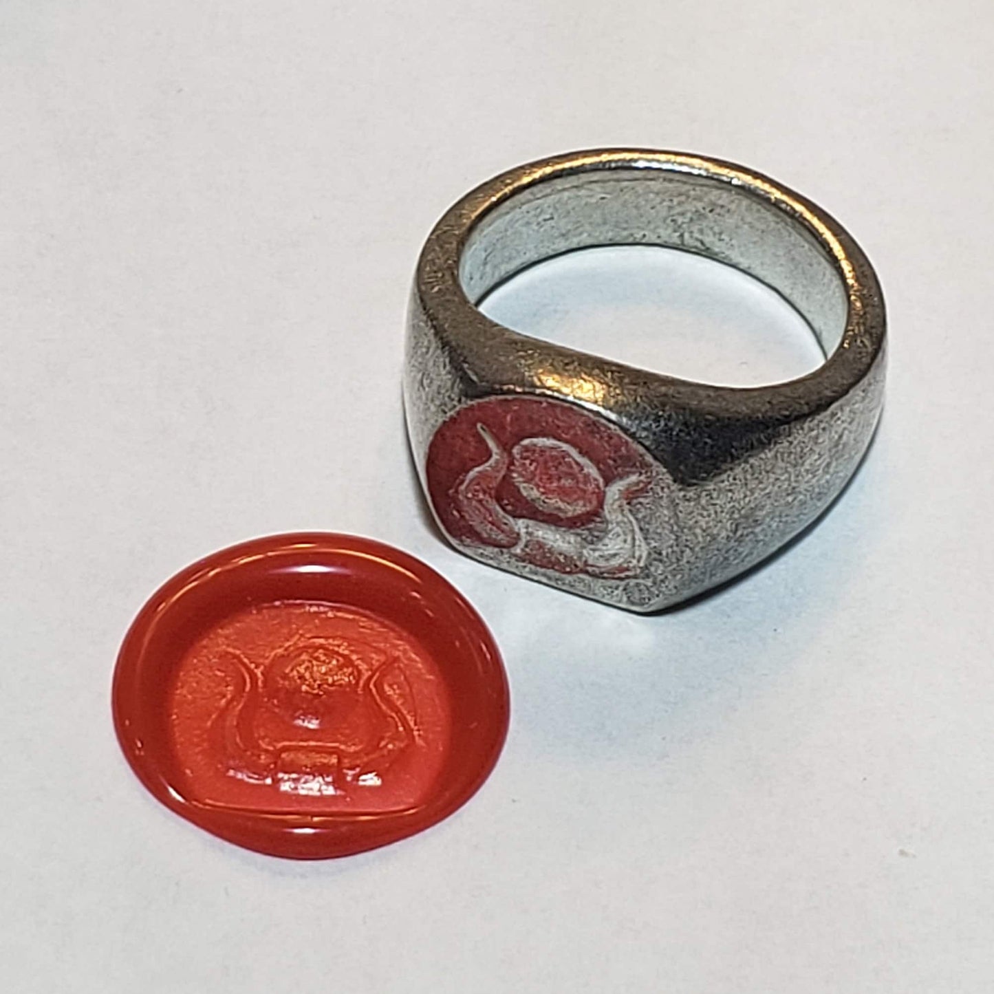 Hathor horns with sun disk wax seal signet ring