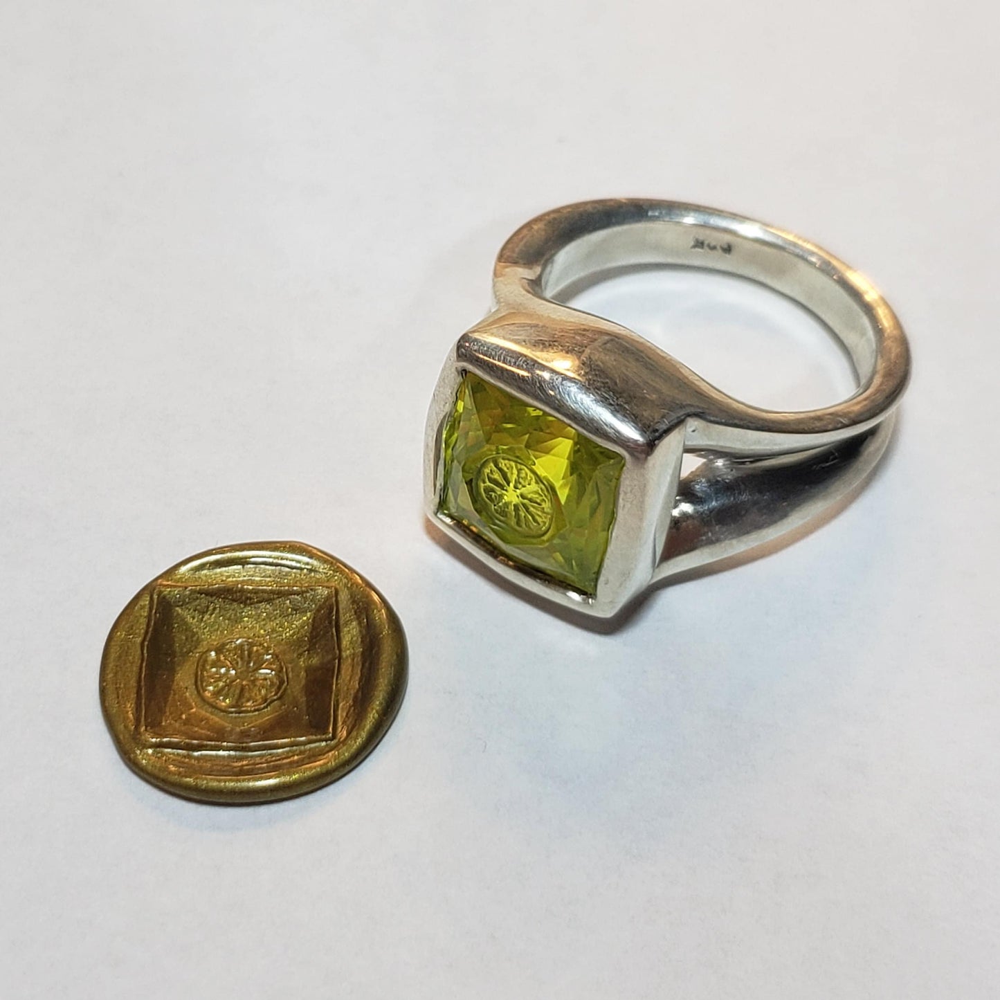 YAG citrus silver ring