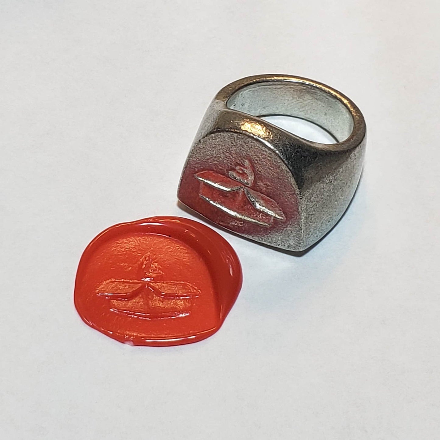 Cat in box wax seal signet ring