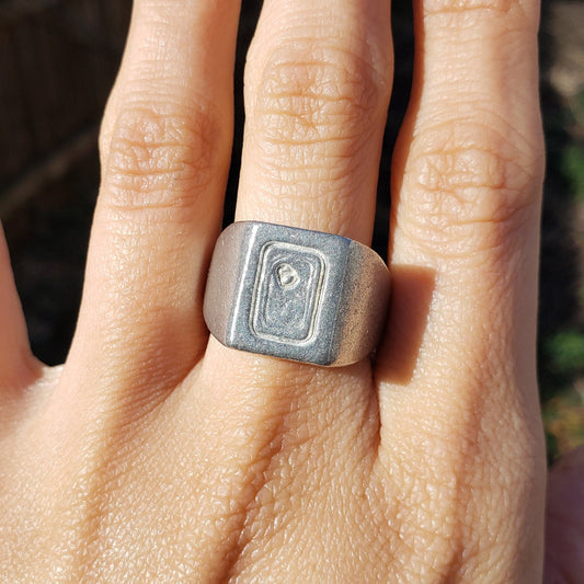 Sardine can wax seal signet ring