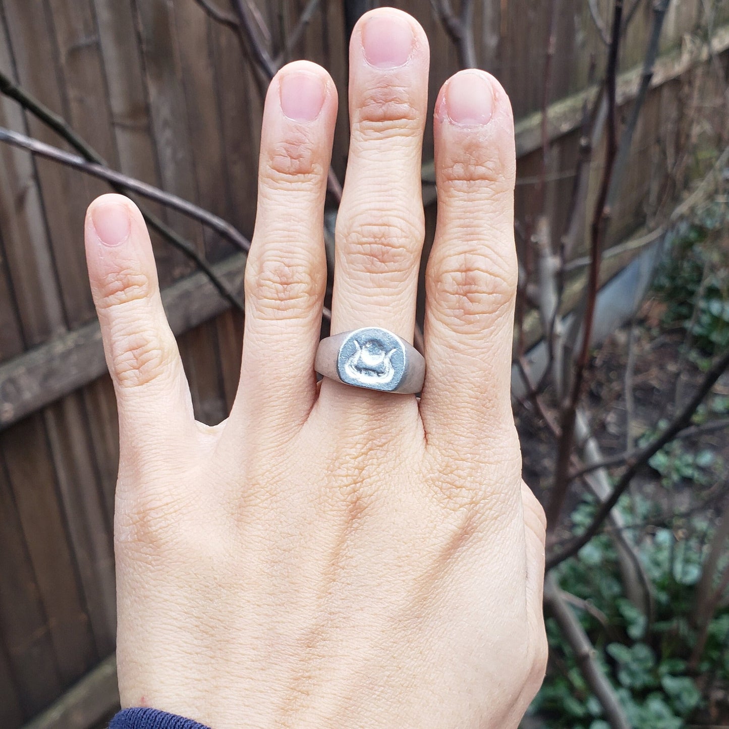 Hathor horns with sun disk wax seal signet ring