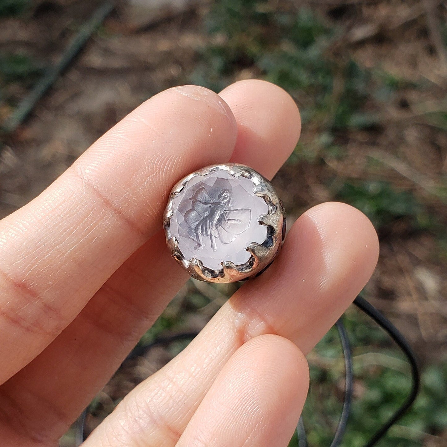 Rose quartz fairy pendant