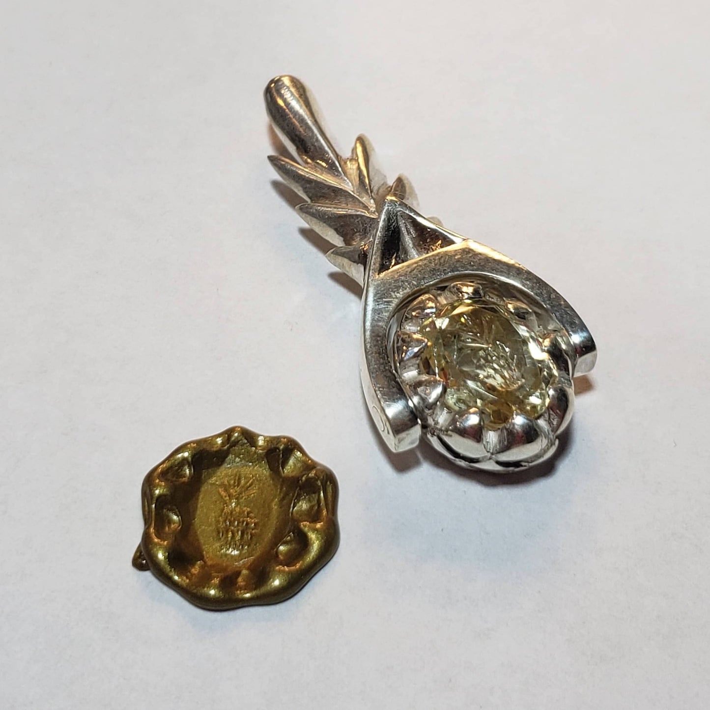 Citrine pineapple intaglio pendant