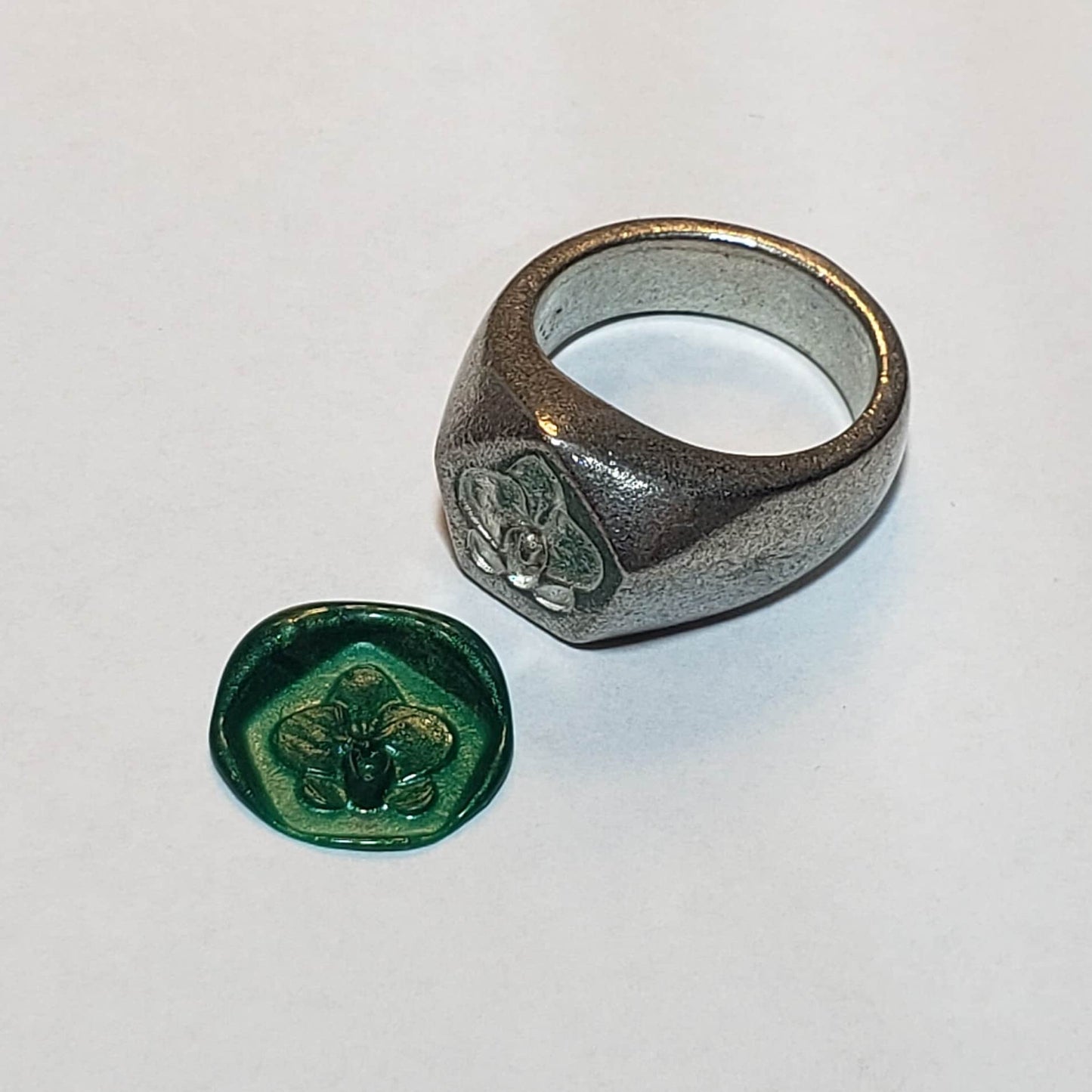 Orchid wax seal signet ring