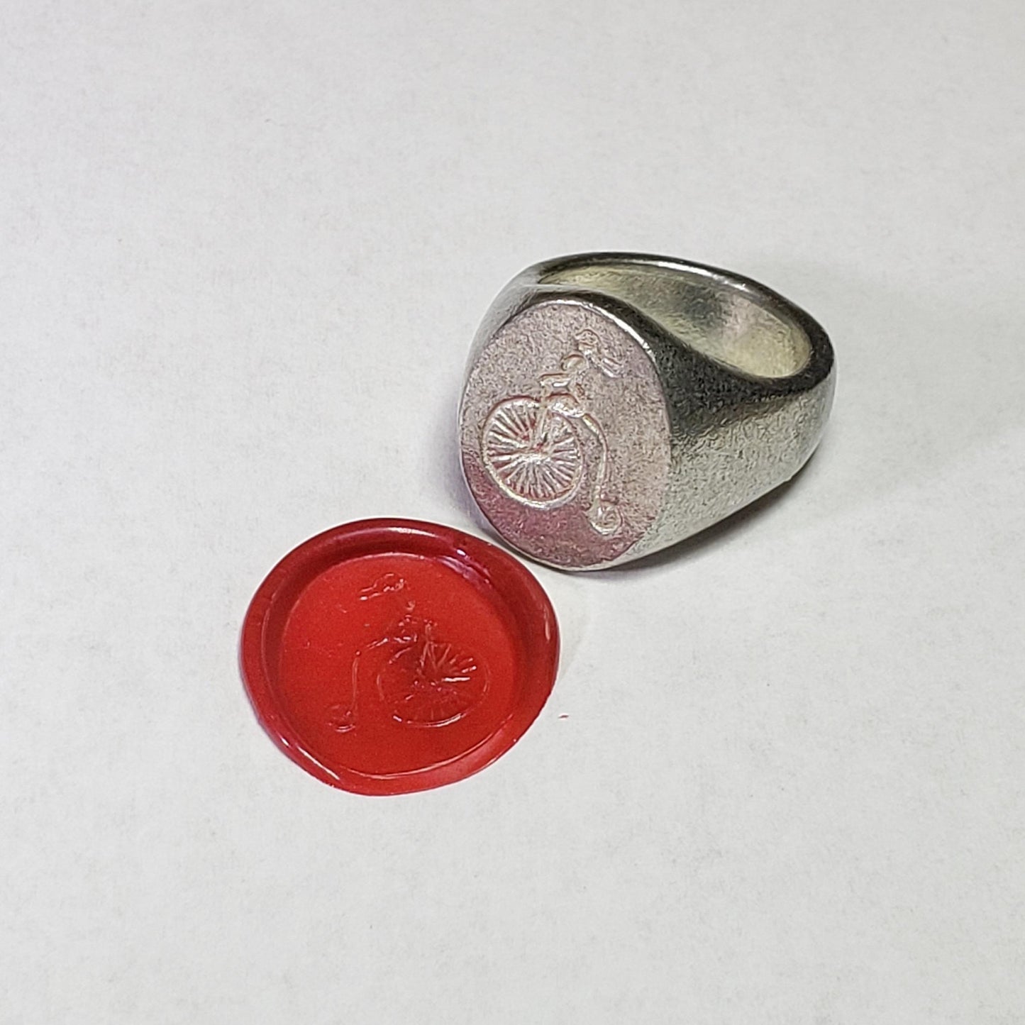 Penny farthing wax seal signet ring