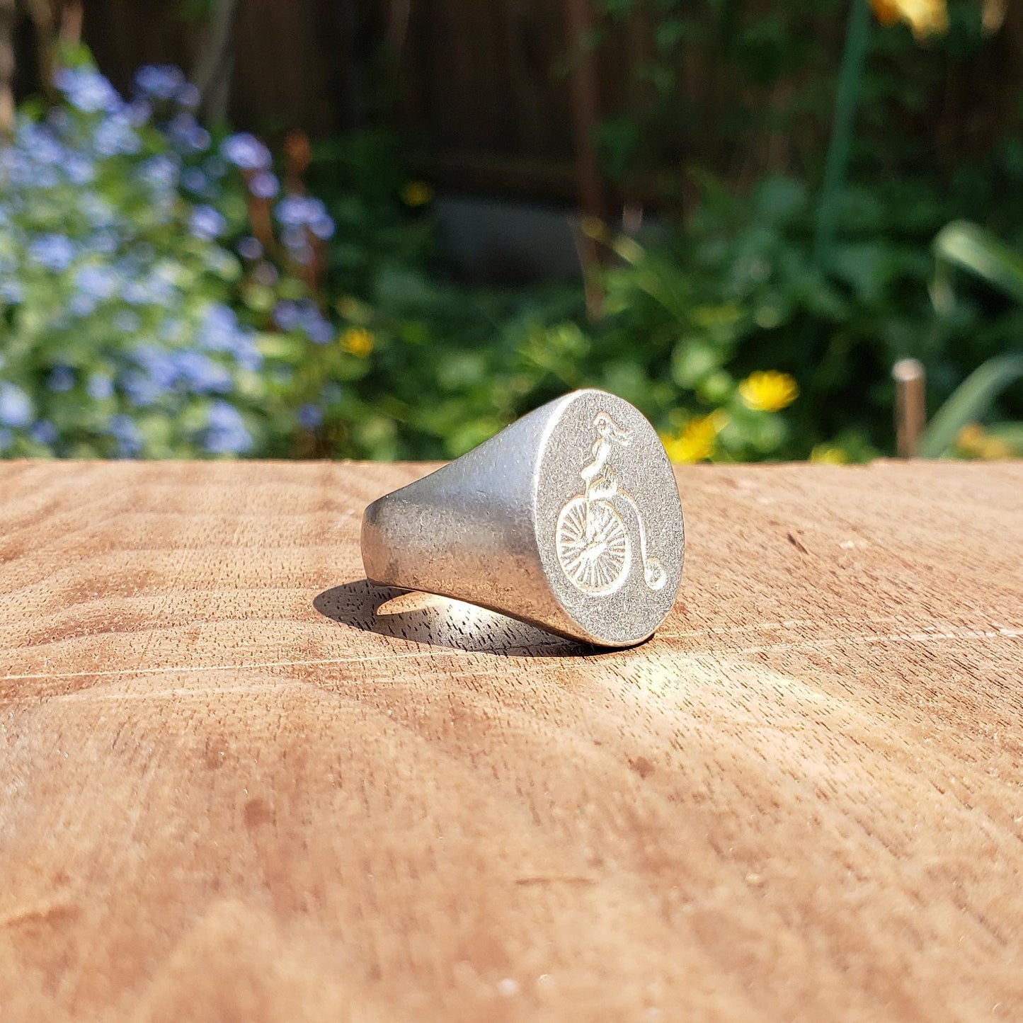 Penny farthing wax seal signet ring