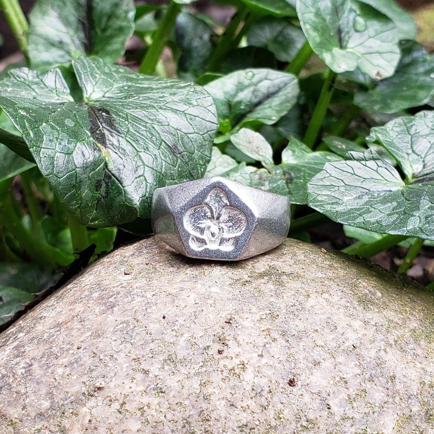 Orchid wax seal signet ring