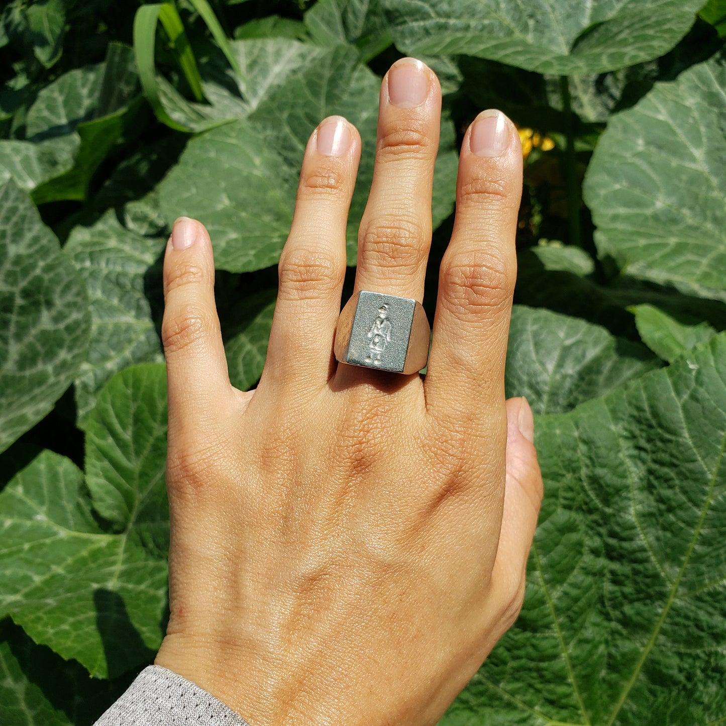 2 kids in a trench coat wax seal signet ring