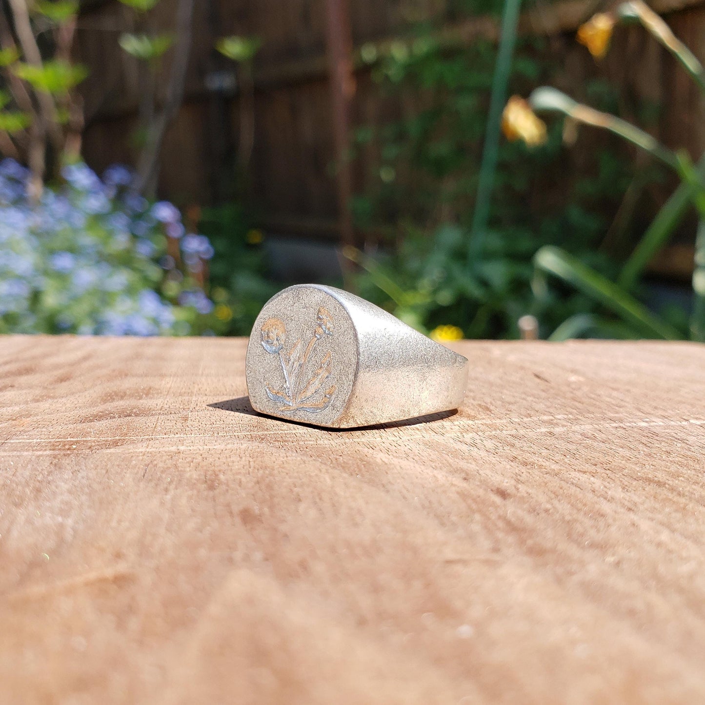 Dandelion wax seal signet ring