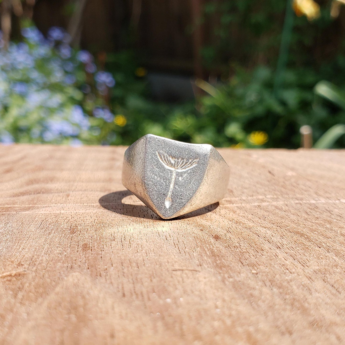 Dandelion seed wax seal signet ring