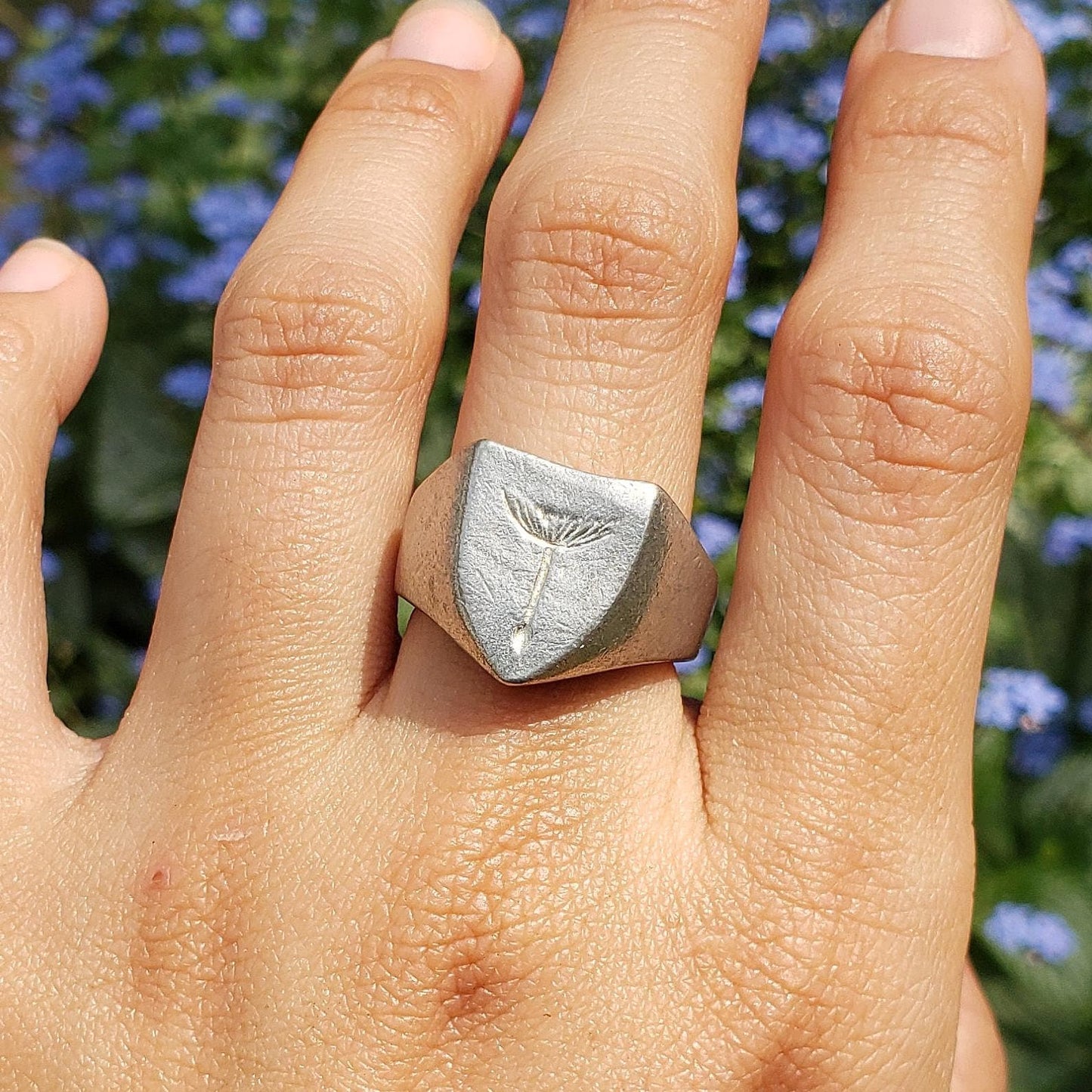 Dandelion seed wax seal signet ring