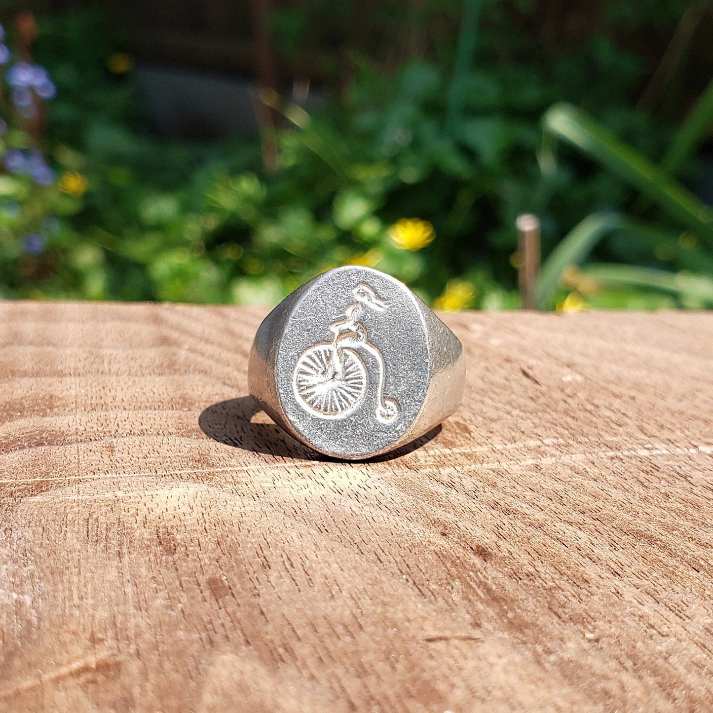 Penny farthing wax seal signet ring