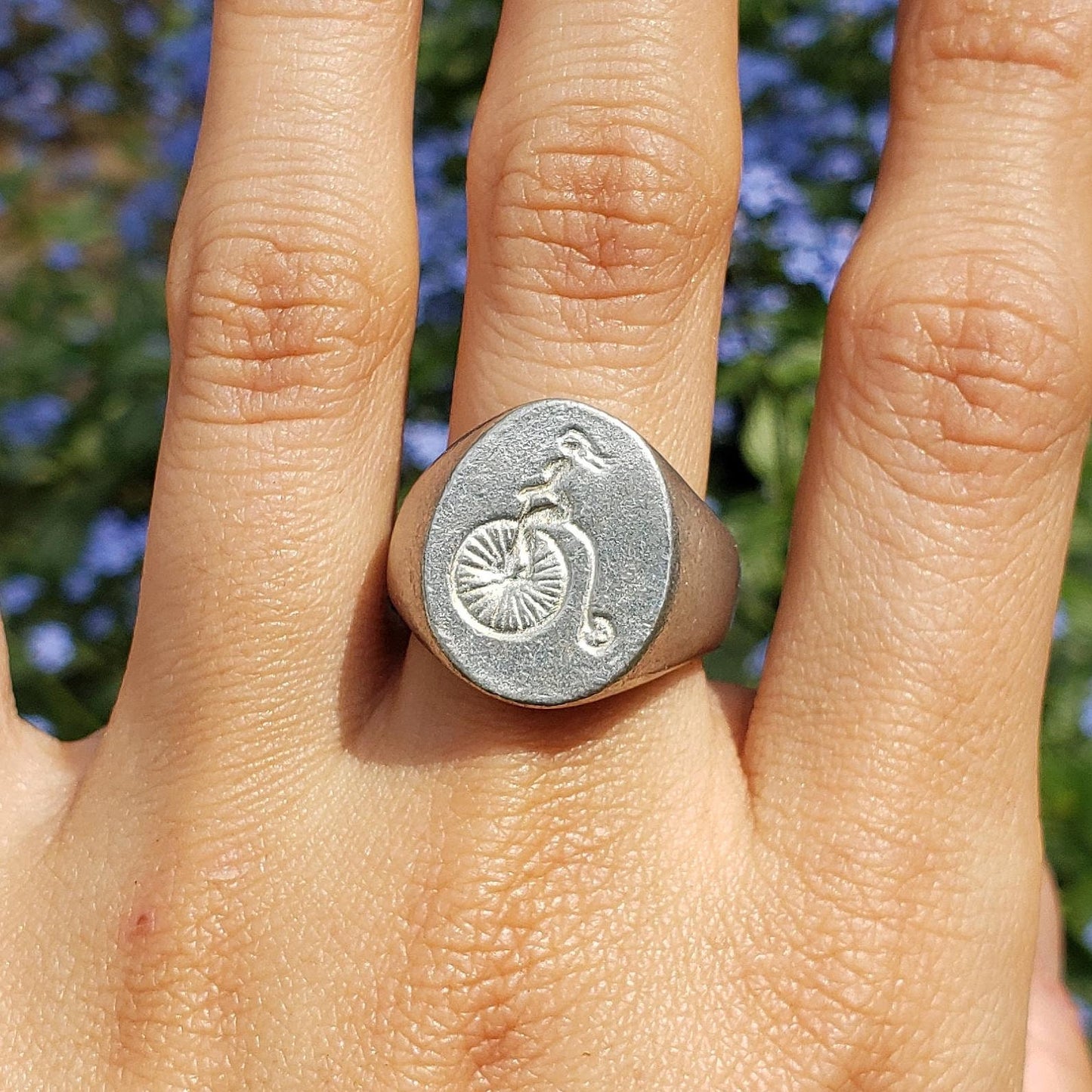 Penny farthing wax seal signet ring