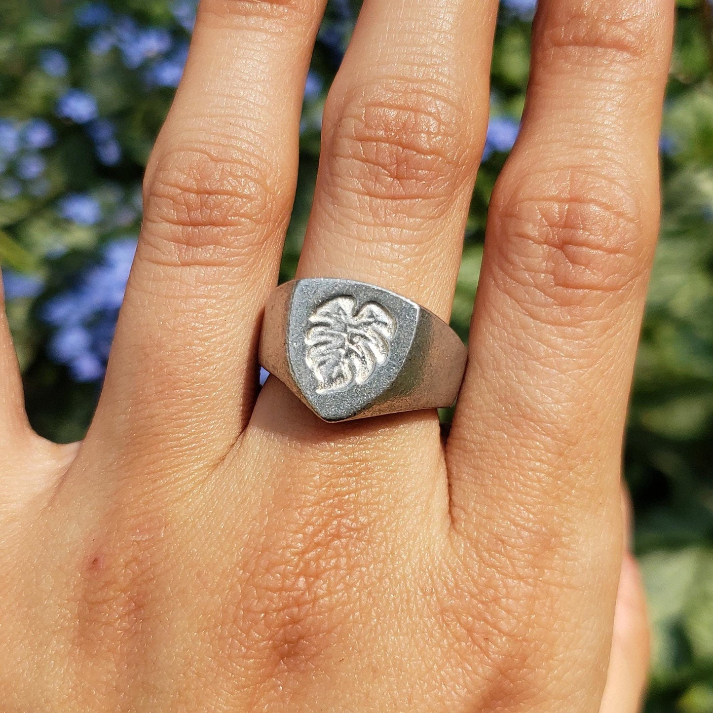 Monstera leaf wax seal signet ring