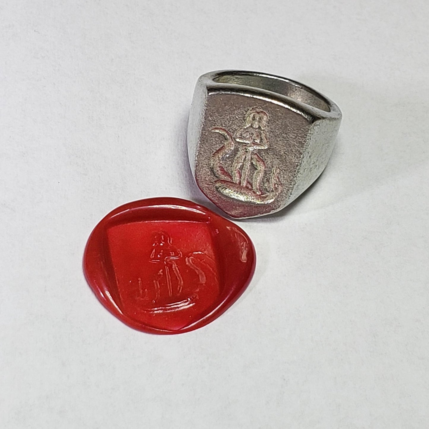 Serpent slayer wax seal signet ring