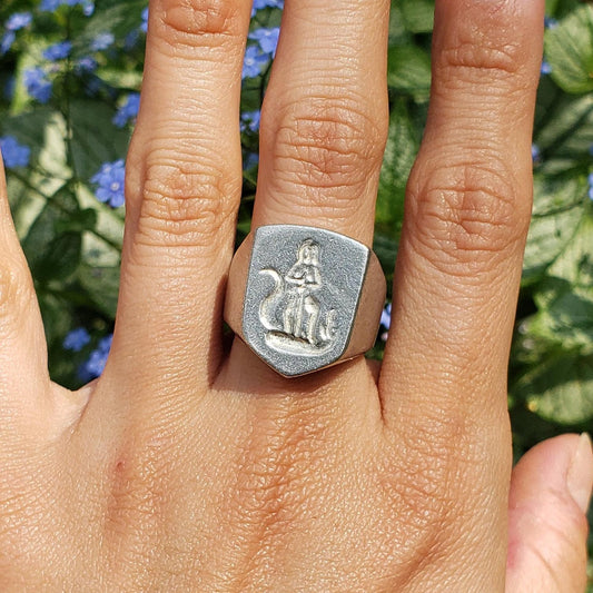 Serpent slayer wax seal signet ring