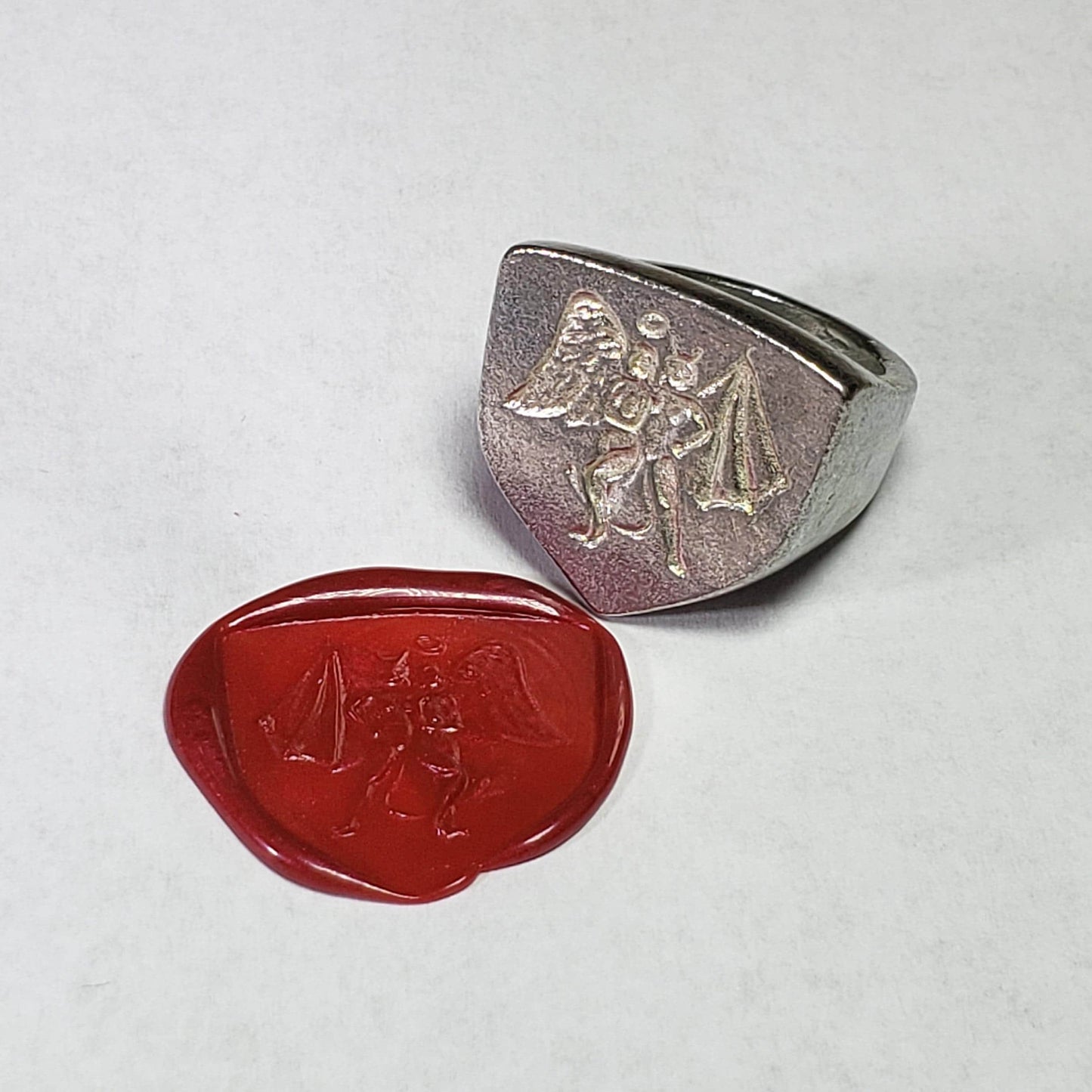 Angel devil friend wax seal signet ring