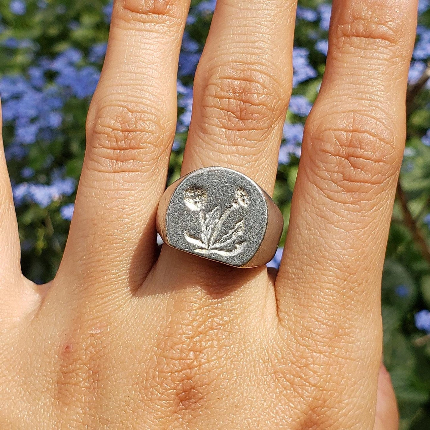 Dandelion wax seal signet ring