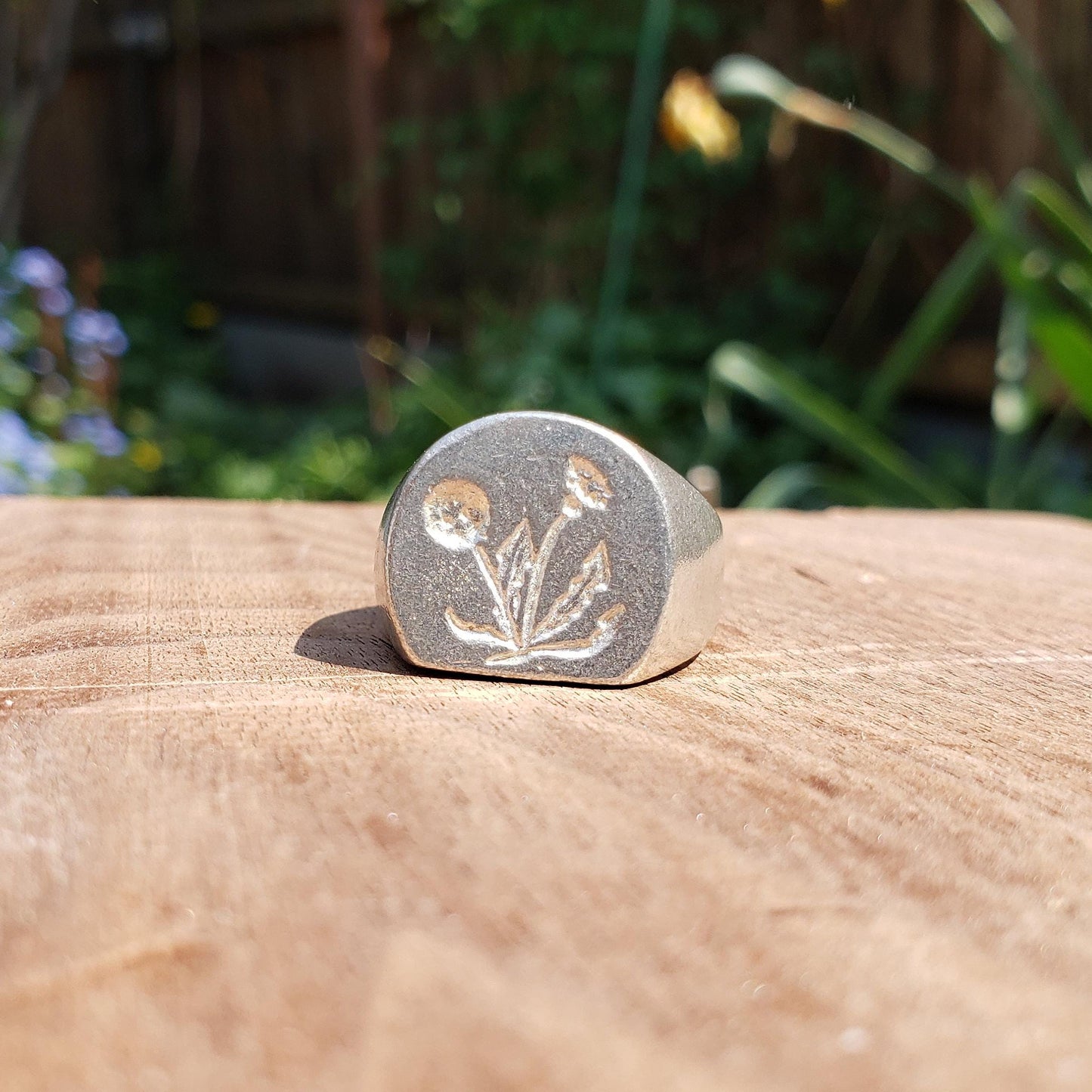 Dandelion wax seal signet ring