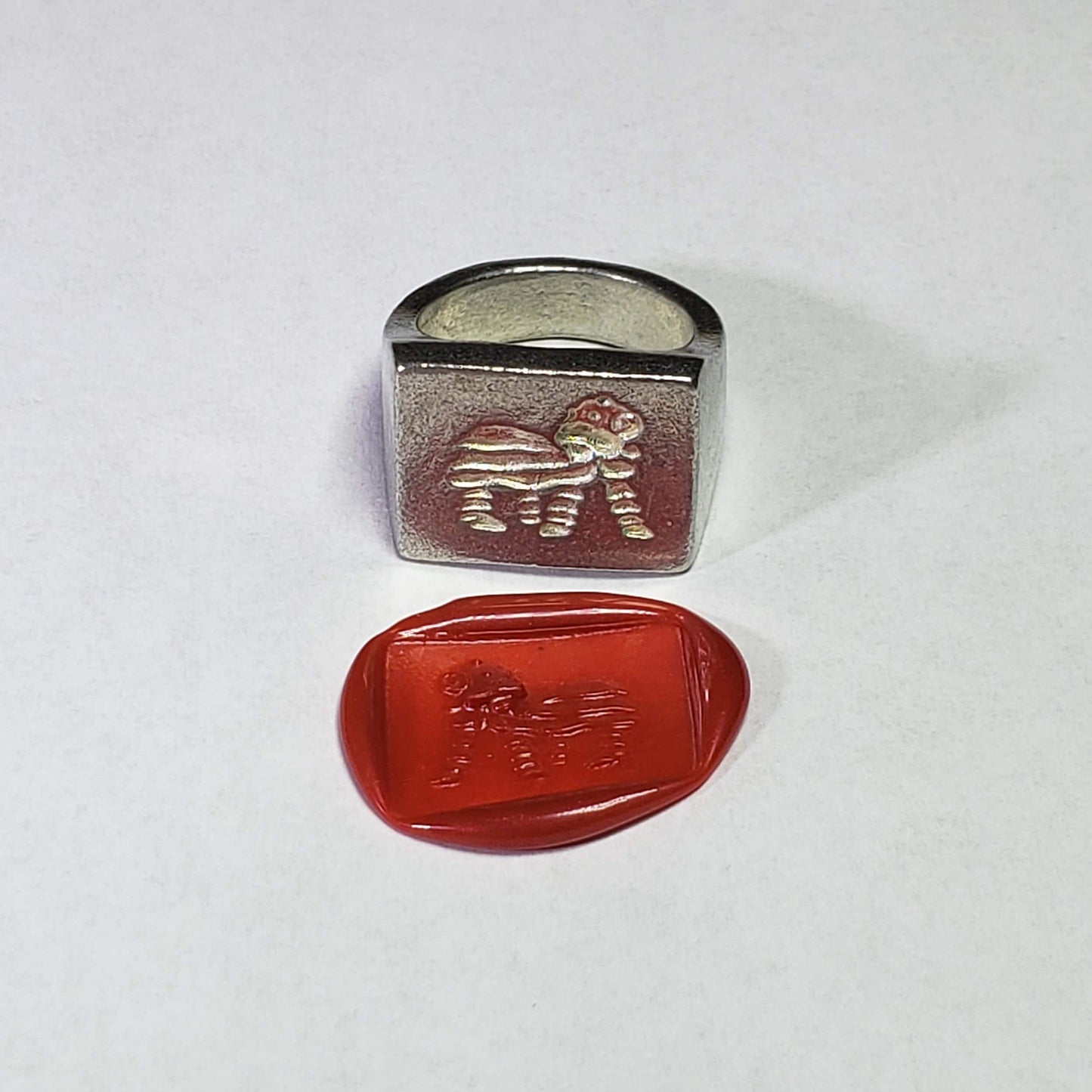 Lion dance wax seal signet ring